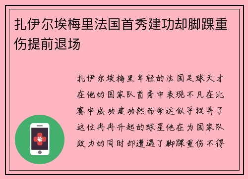扎伊尔埃梅里法国首秀建功却脚踝重伤提前退场